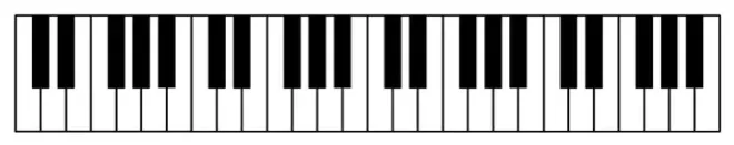 Piano keyboard knitted with correct 2-3 black key grouping