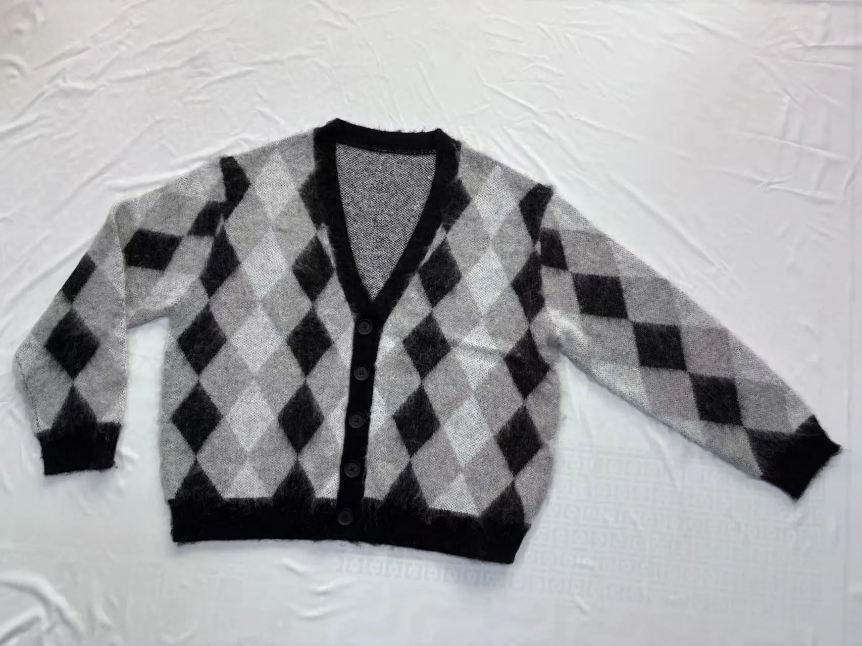 Brushed Mohair Jacquard Cardigan — Soft & Airy