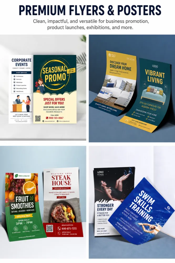 Flyers and brochures in real business scenes