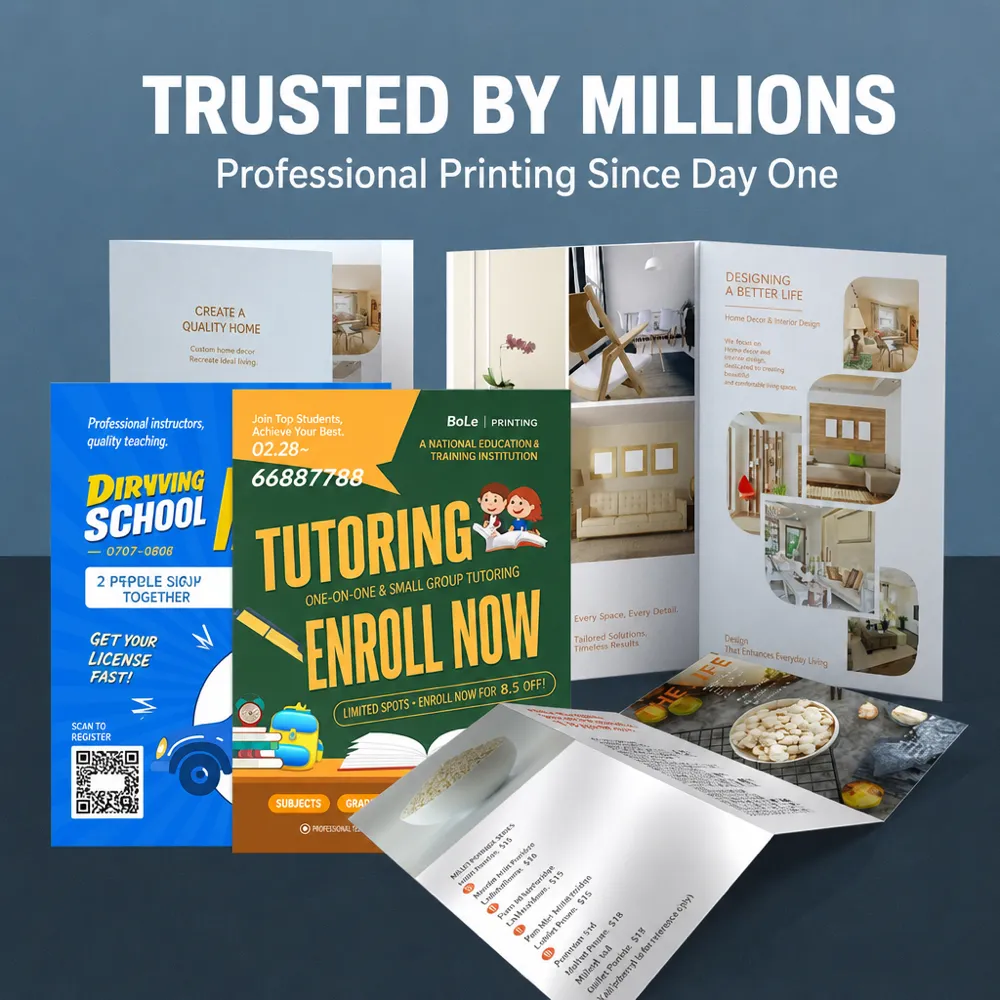 Flyers, brochures and catalogs laid flat
