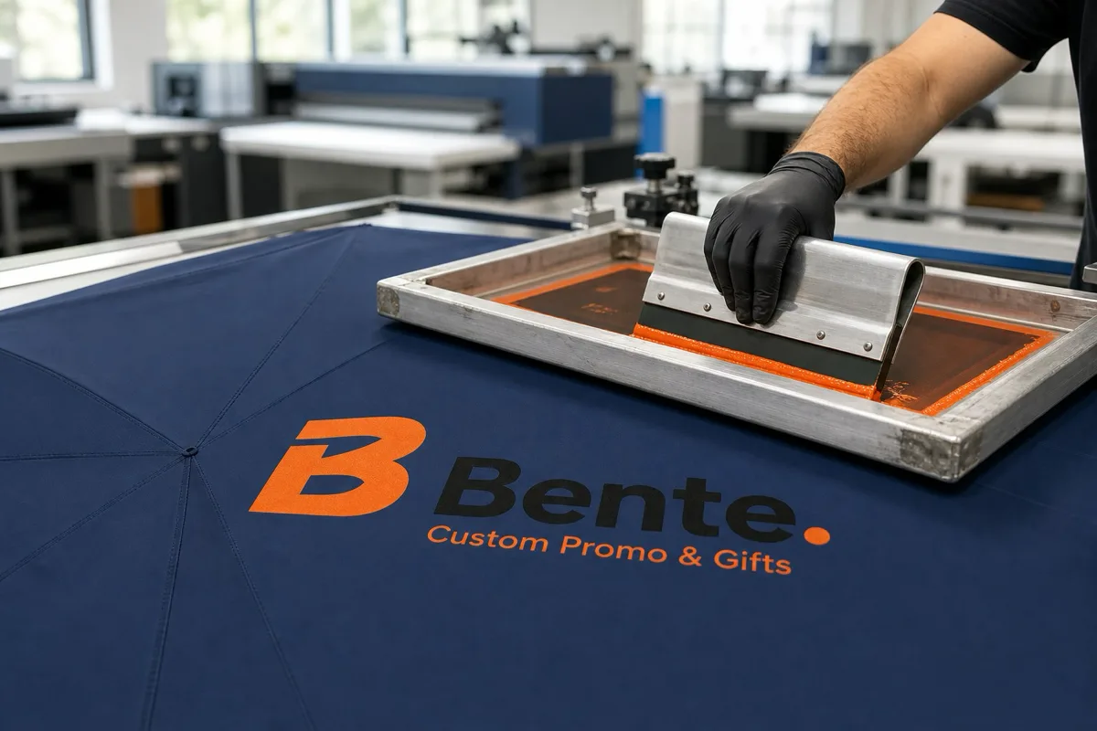 Umbrella printing process on the factory floor